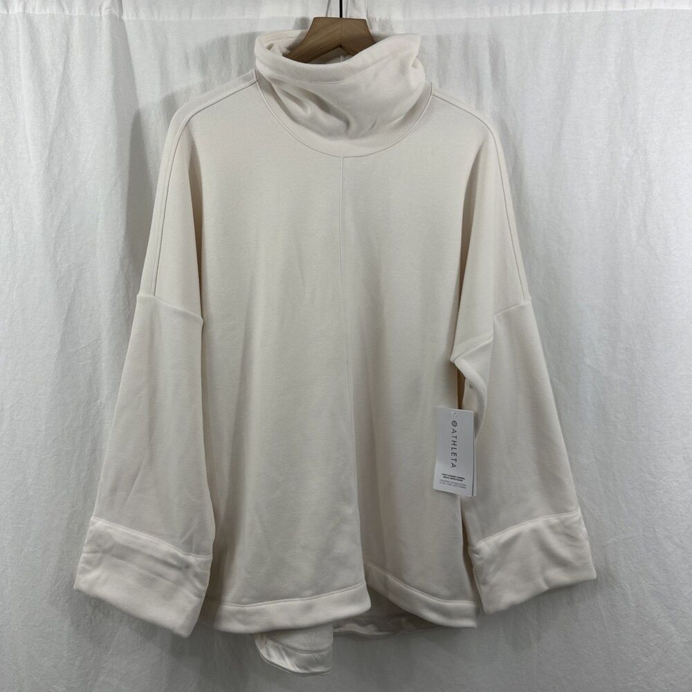 Athleta Cozy Karma Funnel Neck Sweatshirt Womens Sz L Magnolia White Lounge